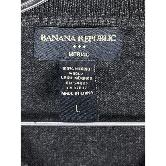 Banana Republic Men L Sweater Vest Merino Wool Argyle Stripe Gray Purple V Neck - Picture 7 of 8